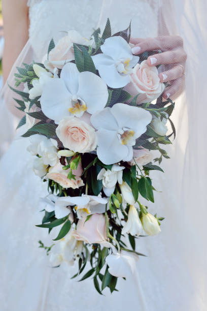 istock Beautiful bride is holding a wedding colorful bouquet 810274994