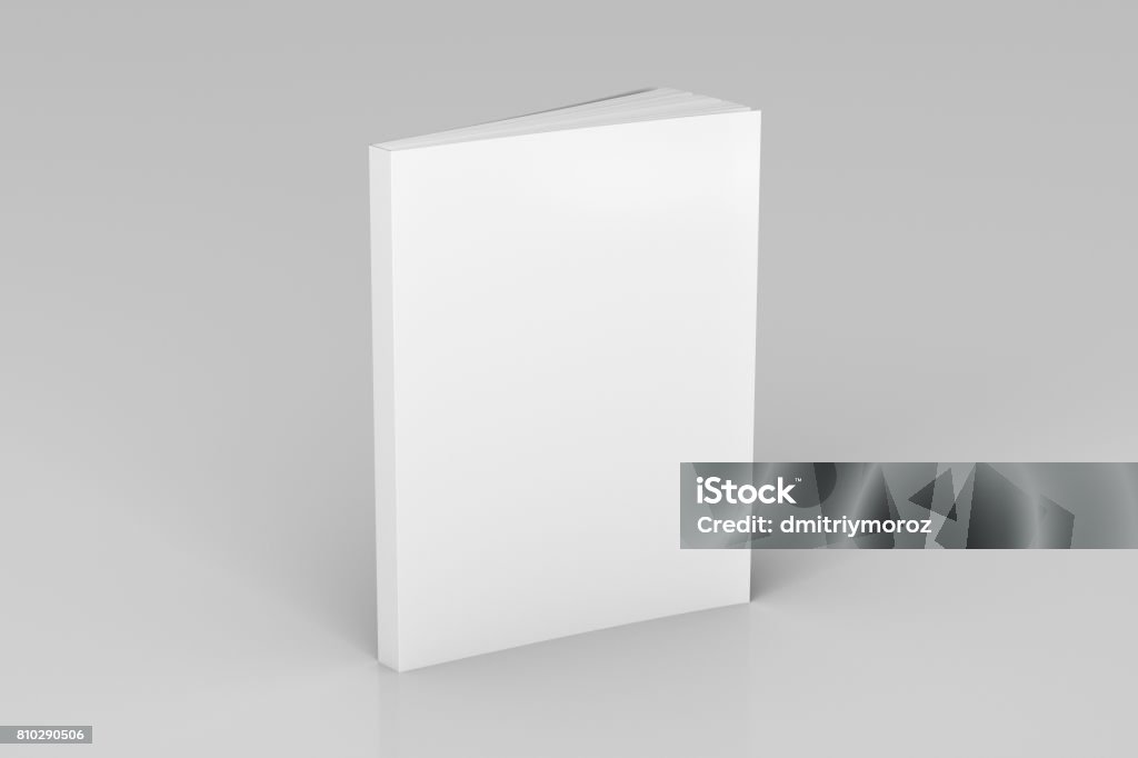 Blank soft color book standing Blank white vertical soft cover book standing on white background. Isolated with clipping path around book. 3d illustration Book Stock Photo