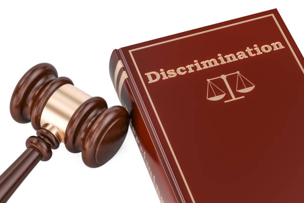 istock Discrimination concept with gavel and book, 3D rendering 810297498