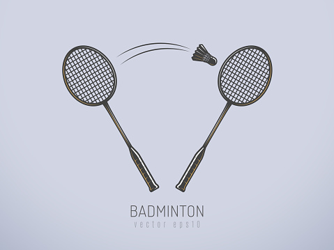 Badminton rackets and shuttlecock vector illustration