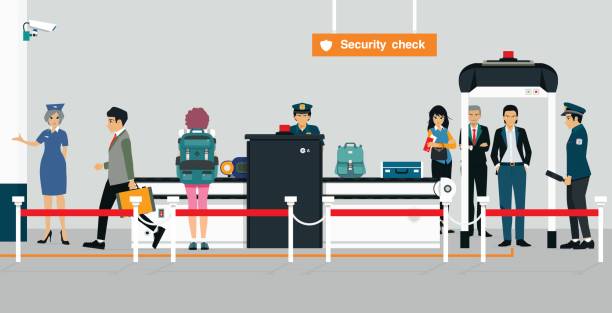 bildbanksillustrationer, clip art samt tecknat material och ikoner med säkerhetskontroll - airport security