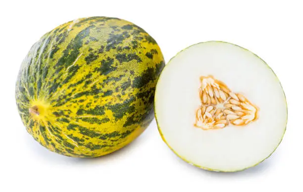 Futuro Melons isolated on white background (selective focus; close-up shot)