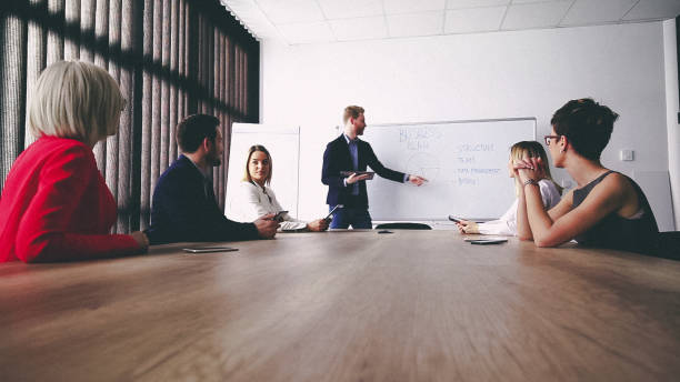 istock Business man presenting new ideas and projects to his team 810364754