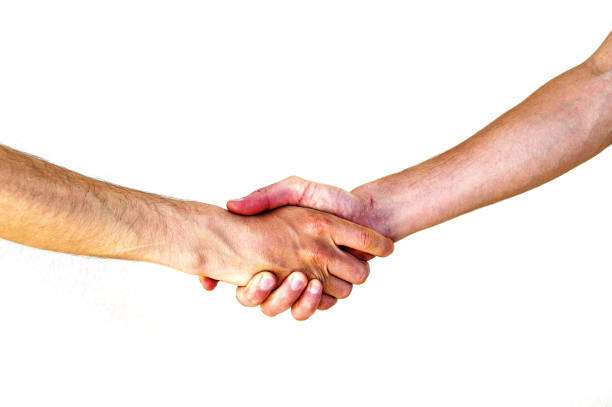 istock Various signs made by hand, two persons shaking hands, shaking hands paintings, 810364962