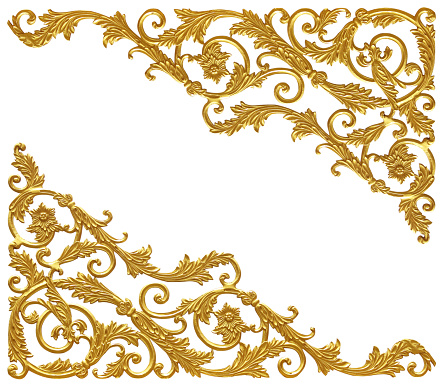 Ornament elements, vintage gold floral designs