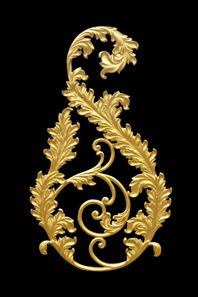 Ornament elements, vintage gold floral designs