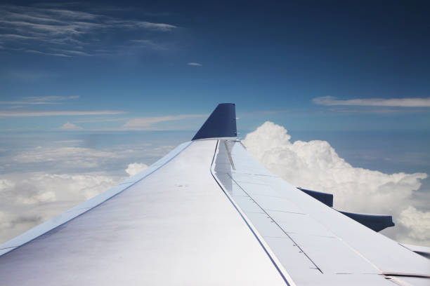 istock Scenery outside window where airliner wings are visible 810397256