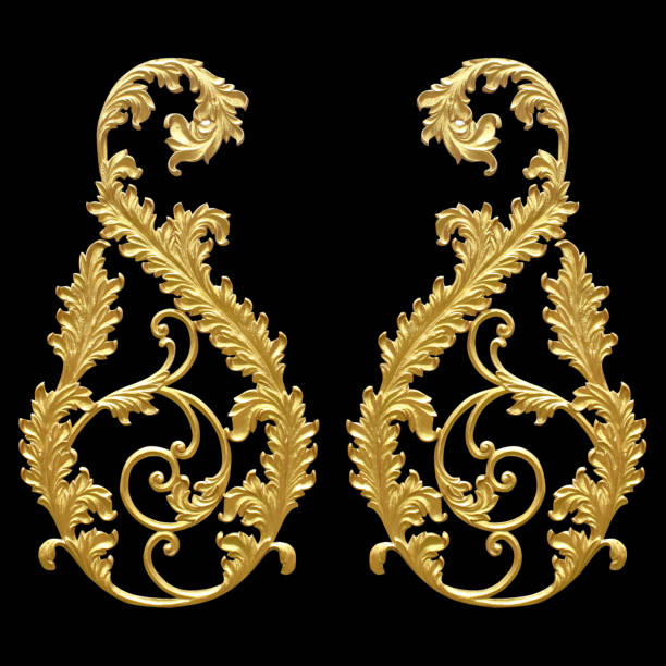 istock Ornament elements, vintage gold floral designs 810398792