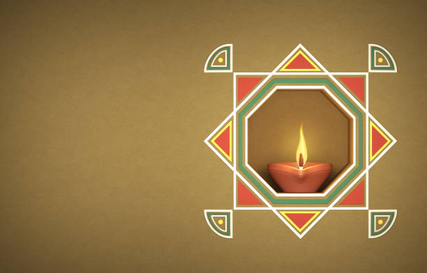 Indian Traditional Oil Lamp - 3D Rendered Image