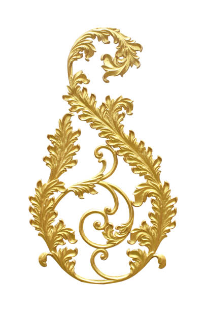 istock Ornament elements, vintage gold floral designs 810402326