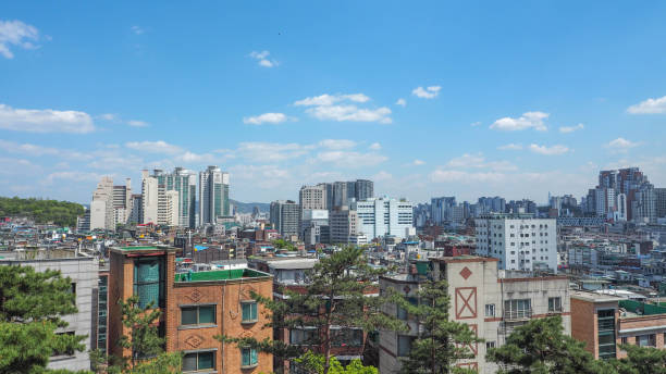 istock Colorful city view and blue sky 810402712