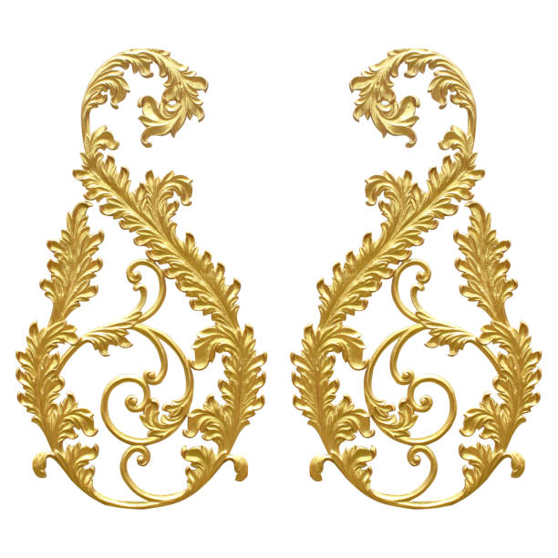 istock Ornament elements, vintage gold floral designs 810405212