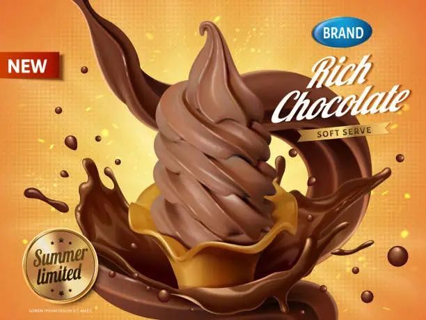 Vector illustration of Chocolate soft serve