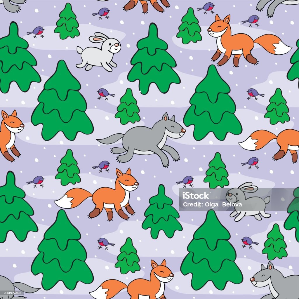 Woodland Animals Pattern Stock Illustration - Download Image Now - Animal, Animal  Wildlife, Baby Rabbit - iStock