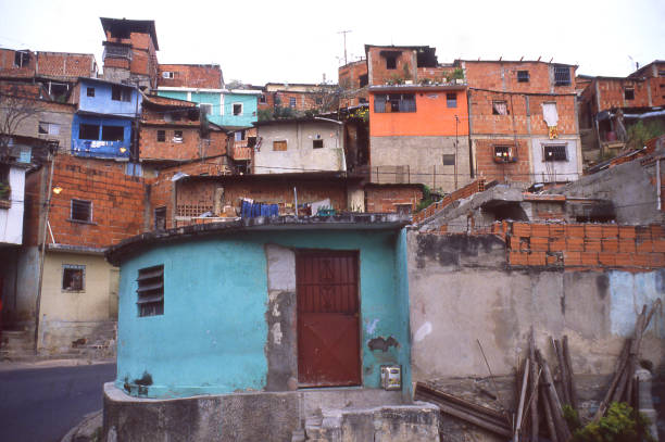 Hillside slums in the outskirts of Caracas Venezuela South America stock photo