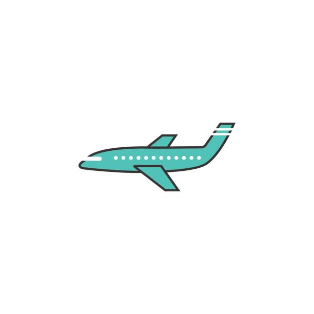 ilustrações, clipart, desenhos animados e ícones de avião sólido ícone, navegação e transporte aéreo - air vehicle business airplane multi colored