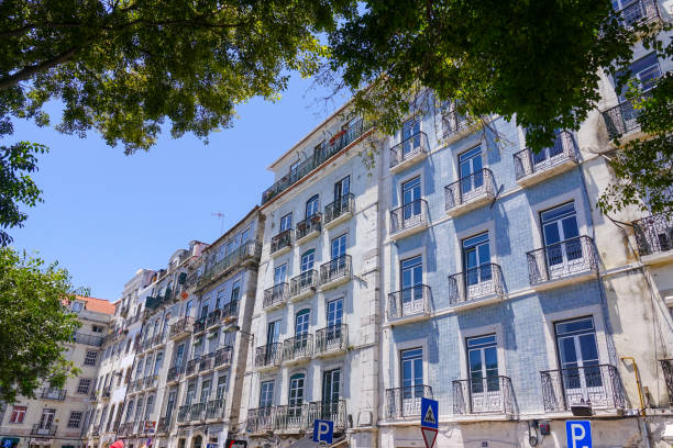 istock Typical house fronts in the historic district of Lisbon 810436462