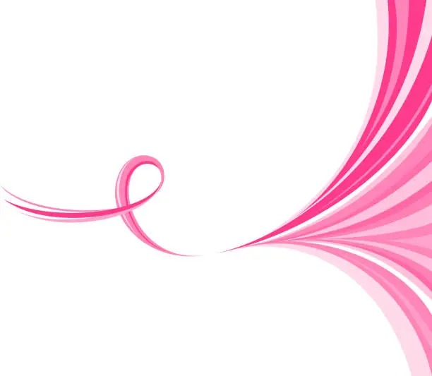 Vector illustration of Pink ribbon fow