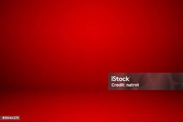 Empty Red Studio Room Used As Background For Display Your Products Stock Photo - Download Image Now