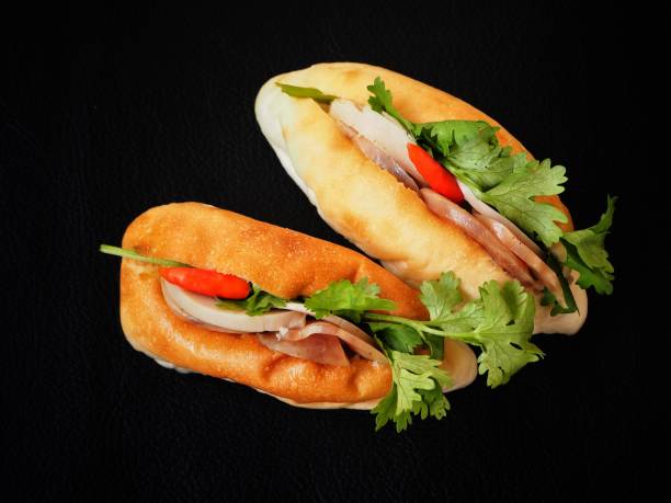 istock Sandwich vietnamese food on black background 810457820