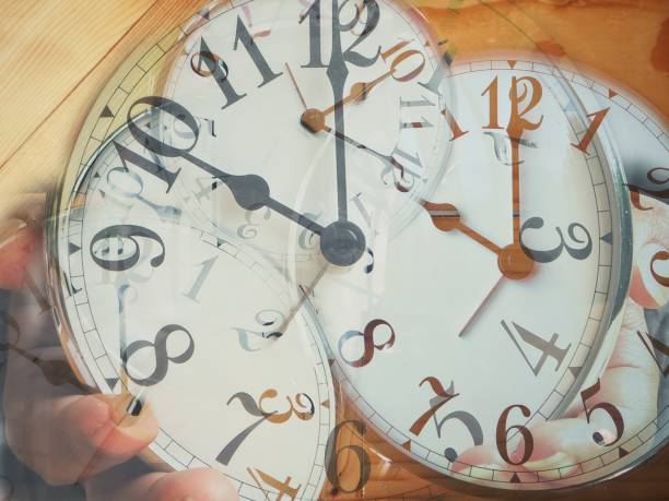 istock Double exposure of alarm clock 810468706