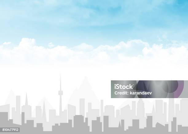 Skyline And Blue Sky With Clouds Stock Photo - Download Image Now - Alberta, Architecture, Backgrounds