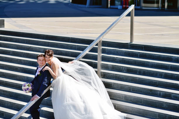 istock Wedding couple on the nature is hugging each other 810480024