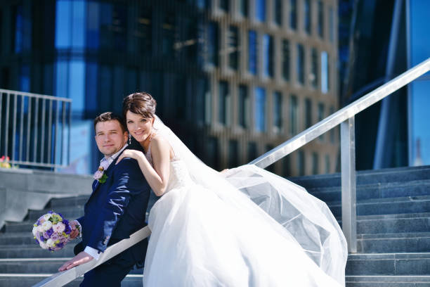 istock Wedding couple on the nature is hugging each other 810480078