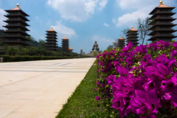 Fo Guang Shan is a very large monastery which boasts thousands of visitors every year, providing an 'inside look' into Buddhism and Buddhist tradition, relics, and culture. The large Buddha is a representation of Shakyamuni (Guatama) Buddha.