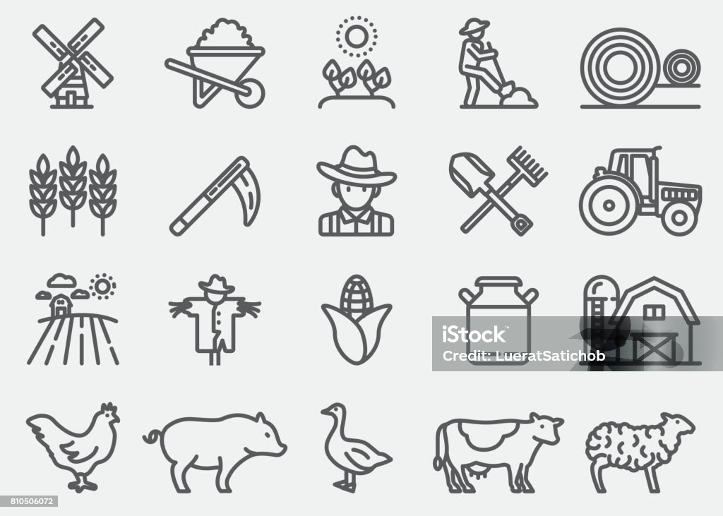 Farming and Agriculture Line Icons Icon Symbol stock vector