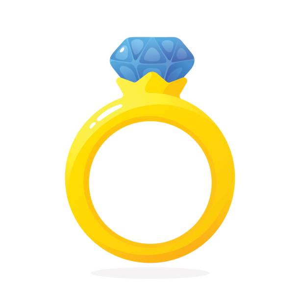 zaręczynowy złoty pierścionek z diamentem - ring gold diamond engagement ring stock illustrations