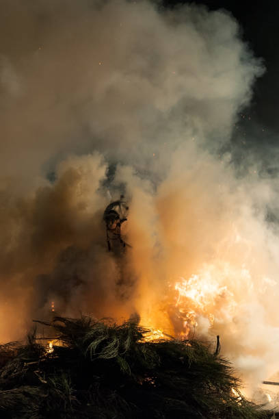 istock Horse with its rider rapidly breaking through the fire 810532670