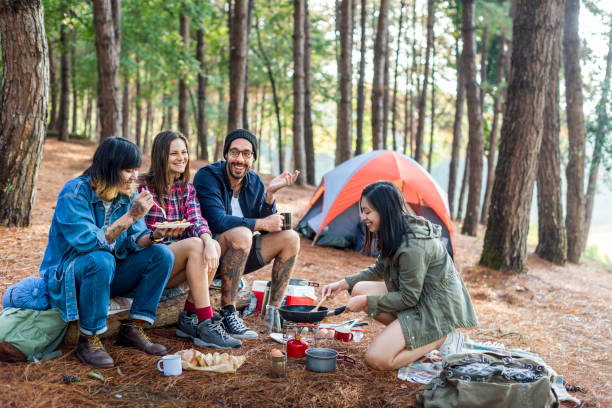 istock Friends Camping Eating Food Concept 810533052