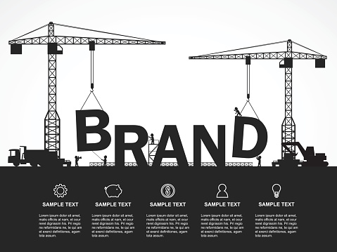 Crane and brand building. Infographic Template. Vector Illustration.