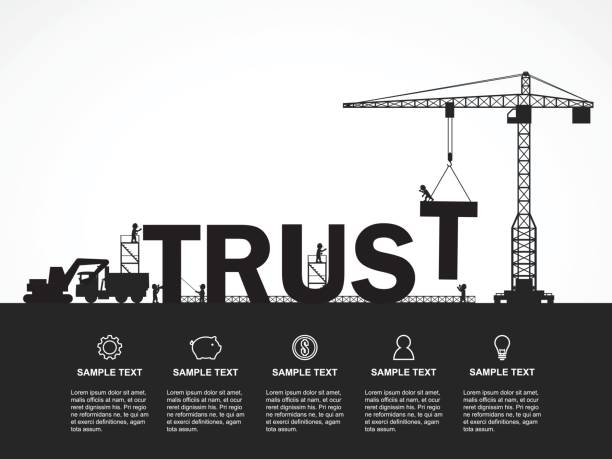 크레인 및 신뢰 구축 infographic 템플릿입니다. 벡터 일러스트입니다. - dedication stock illustrations