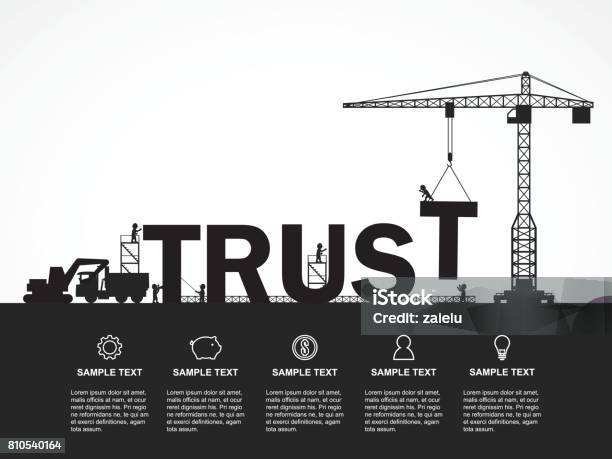 Crane And Trust Building Infographic Template Vector Illustration Stock Illustration - Download Image Now