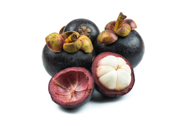 istock Ripe mangosteen fruit isolated on white background. 810547352
