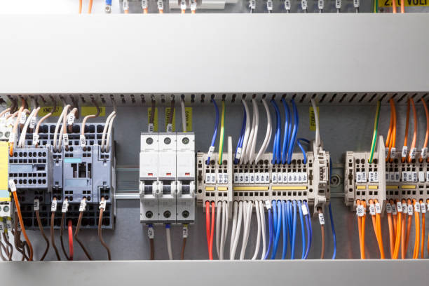 istock Fragments of circuit in the power control cabinet. 810553066