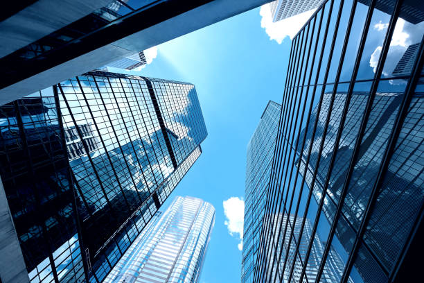 istock Modern skyscrapers shot with perspective 810553362
