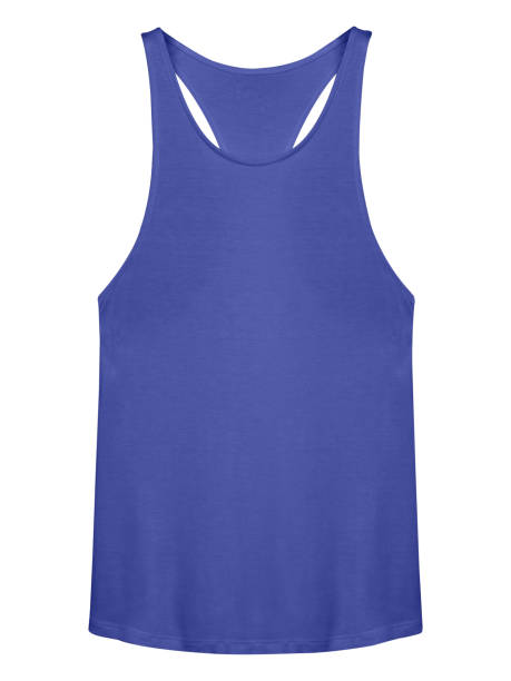 camisole blu senza maniche isolata su bianco - tank top foto e immagini stock