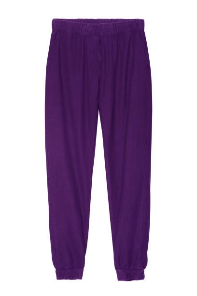 istock Violet cotton linen textile pants isolated on white 810555624