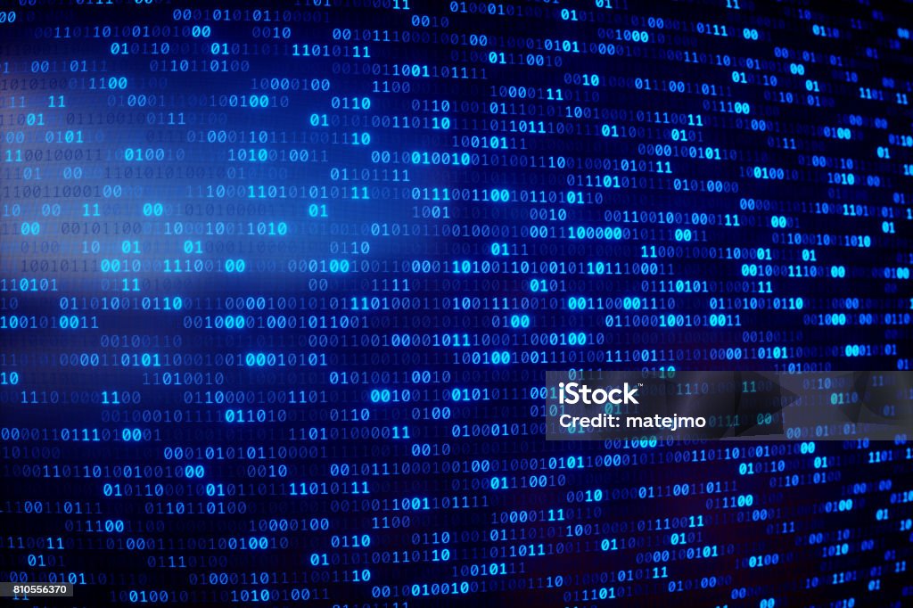 Binary Numbers Dataset Blue A frontal view on a dataset of random binary numbers in a blue hue Binary Code Stock Photo