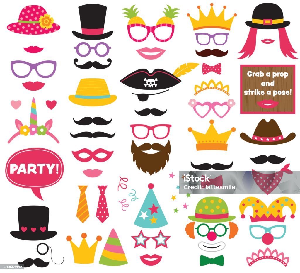 Fun party hats, vector photo booth props Photo Booth stock vector