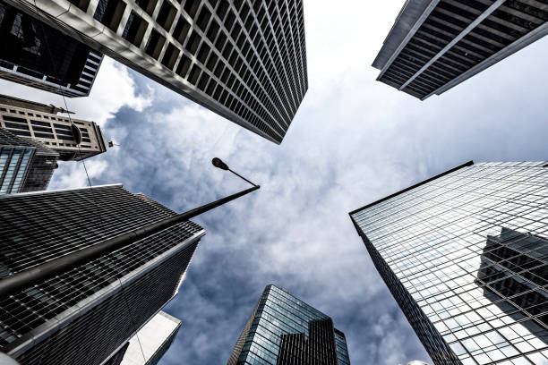 istock Modern skyscrapers shot with perspective 810568612