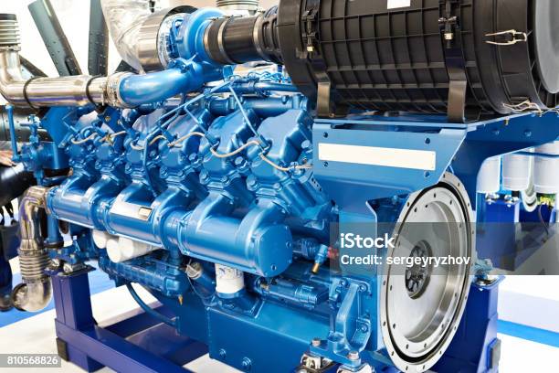 12 Cylinder Diesel Engine Stock Photo - Download Image Now - Diesel Fuel, Engine, Industry