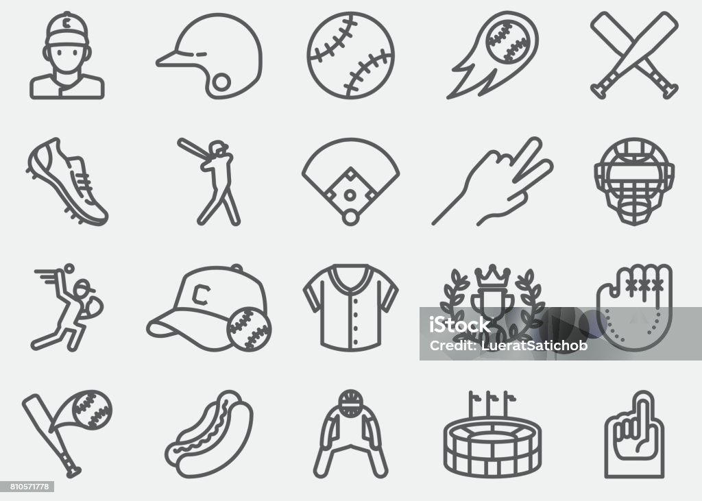 Baseball Line Icons Baseball - Sport stock vector