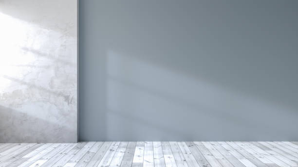 istock loft  interior of living room, white flooring and blue wall ,empty room ,3d rendering 810572152