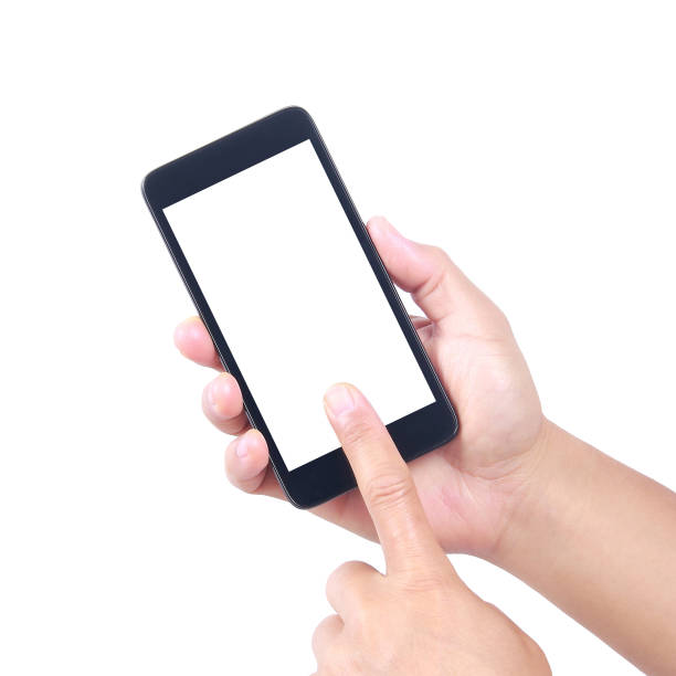 istock Male hand holding blank mobile phone 810584128