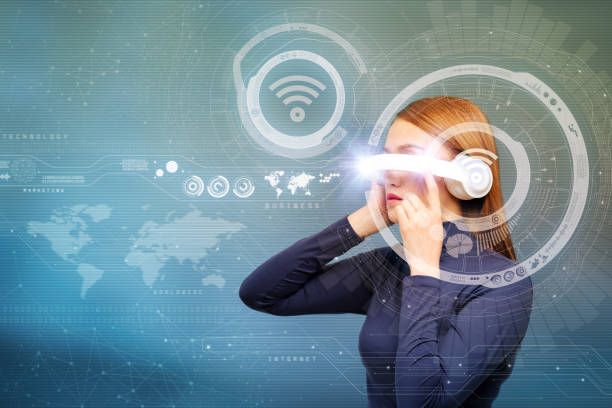istock young woman and wearable device concept, wireless communication network, information communication technology, abstract image visual 810602826