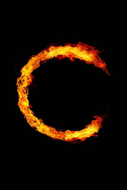 istock Fire letter C of burning flame. 810604002